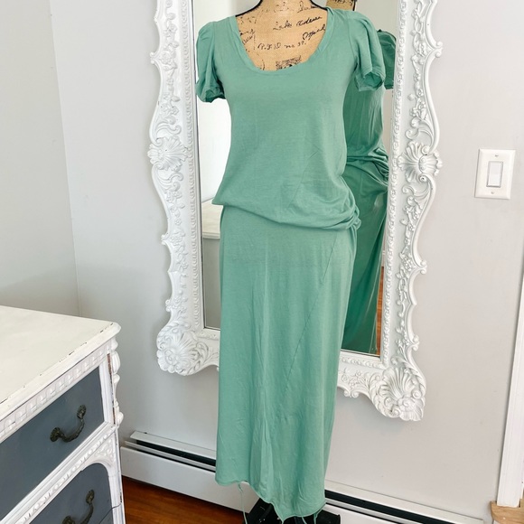 RARE CHLOE Mint Green Long Maxi Short Sleeve Dress - Picture 5 of 13